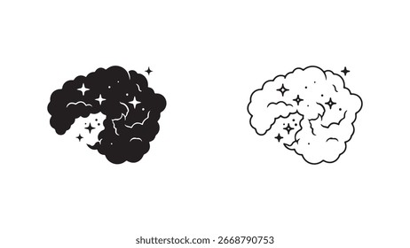 Icono del cerebro con las estrellas con el fondo transparente