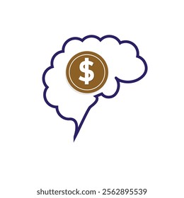 brain icon. think about money or the economy. Thinking, refreshing the mind, brain health, creative. vector illustration. Mixed design style