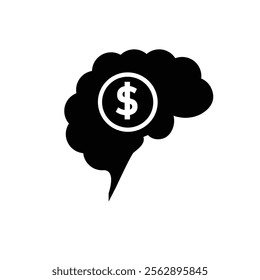 brain icon. think about money or the economy. Thinking, refreshing the mind, brain health, creative. vector illustration. Solid design style