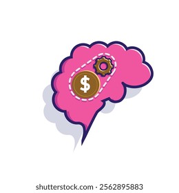 brain icon. think about money or the economy. Thinking, refreshing the mind, brain health, creative. vector illustration. colored flat design style