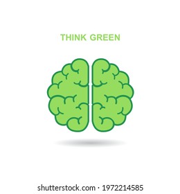 Brain icon with thinking green.vector illustration