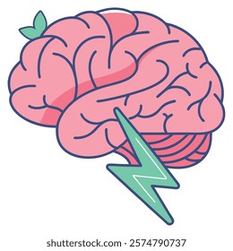 Brain icon with thunder design