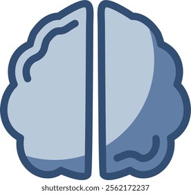 brain icon, transparent background. replaceable blue color design