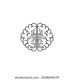 Brain icon. Two half different part of bain. Simple brain flat design vector. Stock vector illustration isolated on white background.