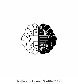 Brain icon. Two half different part of bain. Simple brain flat design vector. Stock vector illustration isolated on white background.