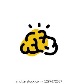 Brain icon. Vector brainstorm hand drawn illustration. Line symbol