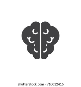 Brain Icon Vector, Filled Flat Sign, Solid Pictogram Isolated On White. Intelligence Symbol, Logo Illustration