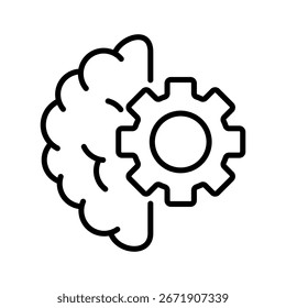Ilustración del Vector del icono del cerebro, fondo blanco
