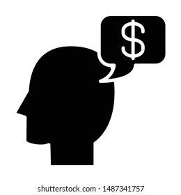 Brain Icon, Vector Illustration, Business Glyph