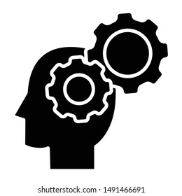 Brain Icon, Vector Illustration, Business Glyph