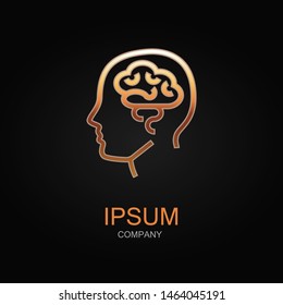 Brain icon. Vector Illustration. Design logo element. Isolated on black background.