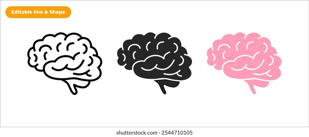 Brain Icon Vector Illustration: Human Anatomy, Creativity, Intelligence, Innovation, and Concept Design
