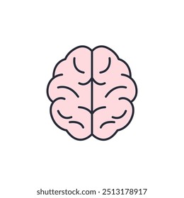 Ilustración vectorial del icono del cerebro. Símbolo del cerebro aislado en el fondo blanco