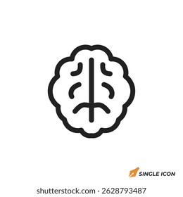 Ilustración vectorial del icono del cerebro. Símbolo del cerebro aislado en el fondo blanco