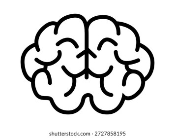 Ilustraciones vectoriales de iconos cerebrales, iconos de líneas de anatomía de órganos internos humanos, partes del cuerpo órganos internos vitales aislados, órgano interno. Icono de línea médica mínima. Icono de contorno cerebral aislado.