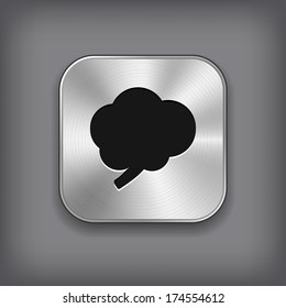 Brain icon - vector metal app button with shadow