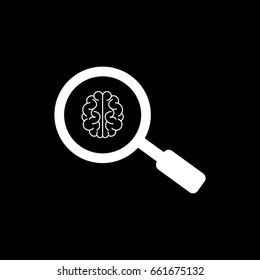 Brain icon Vector. Search icon vector. White icon on black background