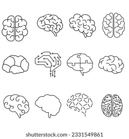 Brain icon vector set. Think illustration sign collection. Creative thinking symbol. Thoughts logo.
