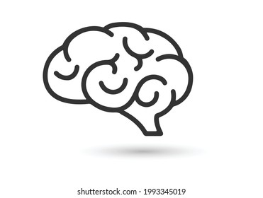Brain icon vector sign isolated on white background.