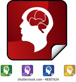 Brain icon web button isolated on a background.