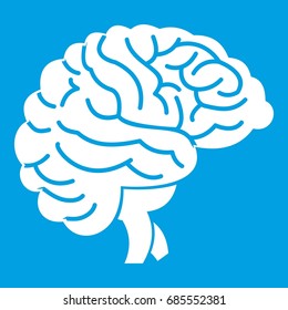 Brain icon white isolated on blue background vector illustration