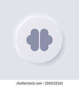 Icono de cerebro, Neumorfismo blanco diseño de interfaz de usuario suave para diseño web, IU de aplicación y más, Button, Vector.