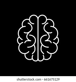 Brain Icon. White icon on black background