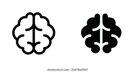 Brain icons collection in Filled flat and thin line style.