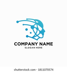 Brain icons, creative thoughts, learning and design. Human head, people symbol, technology vector logo