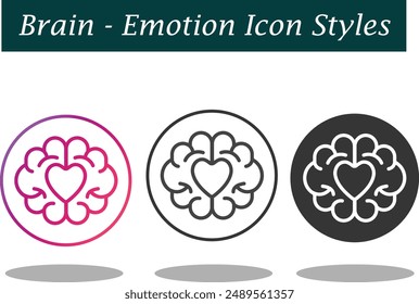 Iconos cerebrales - Diferentes estilos de icono cerebral - degradado, icono blanco y negro - archivo eps totalmente editable 