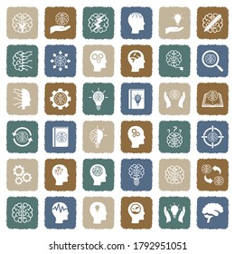 Brain Icons. Grunge Color Flat Design. Vector Illustration.