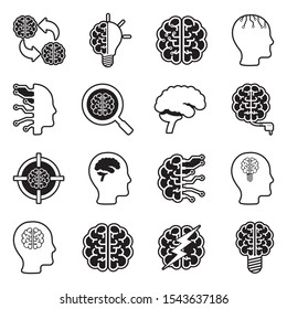 Brain Icons. Line With Fill Design. Vector Illustration.