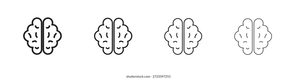 Iconos del cerebro delinean el diseño de Vector negro. Línea con trazo editable.