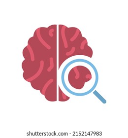 brain icons, research concept, magnifier, vector illustration