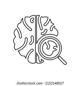 brain icons, research concept, magnifier, vector illustration