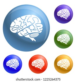 Brain icons set. Illustration vector of 6 color brain icons isolated on white background