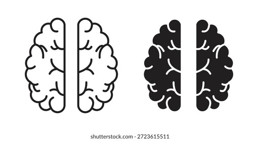 Conjunto de iconos del cerebro aislado en la Ilustración vectorial plana de fondo blanco.