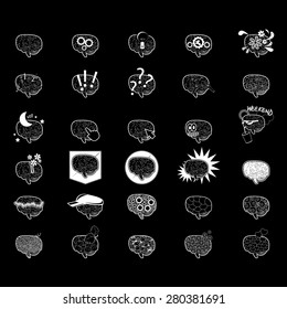 Brain Icons Set - Isolated On Black Background - Vector Illustration, Graphic Design, Editable For Your Design 