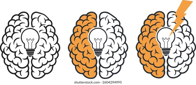 Brain icons set vector on a white background.