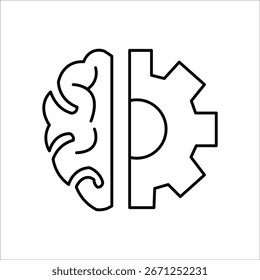 Iconos del cerebro. Ilustración vectorial de línea simple