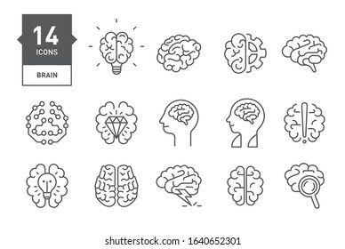 Brain Icons. Symbol for your infographics web site design, logo, app, UI. Editable stroke. Vector illustration, EPS10.