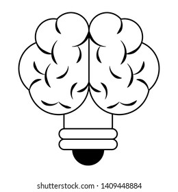 brain idea cartoon vector illustration graphic design in black and white