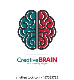 BRAIN IDEA CREATIVE LOGO ICON TEMPLATE TOP VIEW TWO COLOR