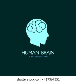 Brain idea design, badges, symbol, concept and logo