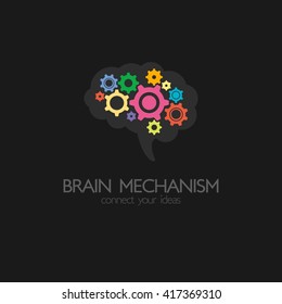 Brain idea design, badges, symbol, concept and logo