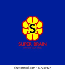 Brain idea design, badges, symbol, concept and logo