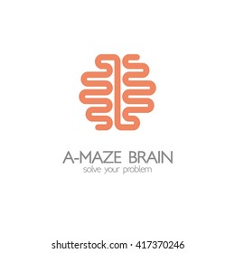 Brain idea design, badges, symbol, concept and logo