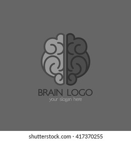 Design de ideias do cérebro, crachás, símbolo, conceito e logotipo
