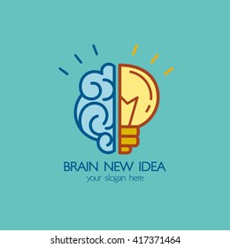 Brain idea design, badges, symbol, concept and logo