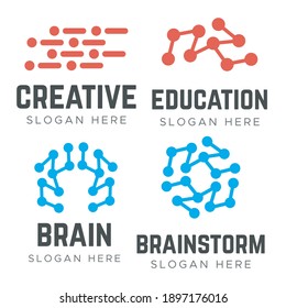 Brain idea design logos. Brainstorm logos vector